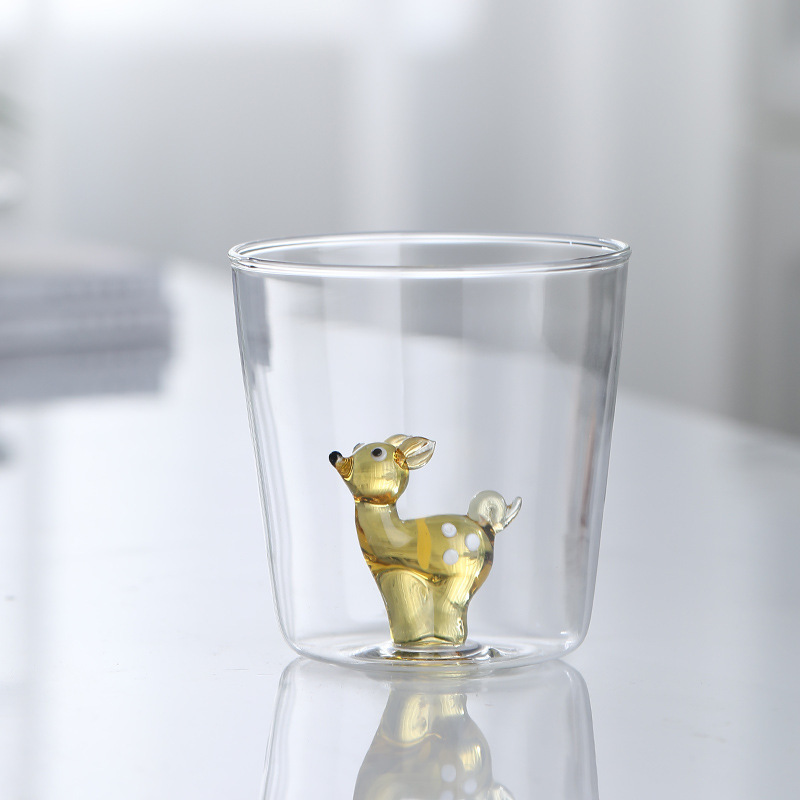 Drinking Murano Glass with Cat Figurine