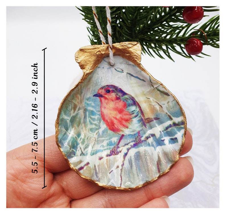 Handmade Christmas ornaments  woodland ornaments  shell image 4