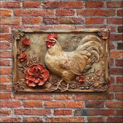 Vintage Chicken & Fresh Eggs Metal Sign