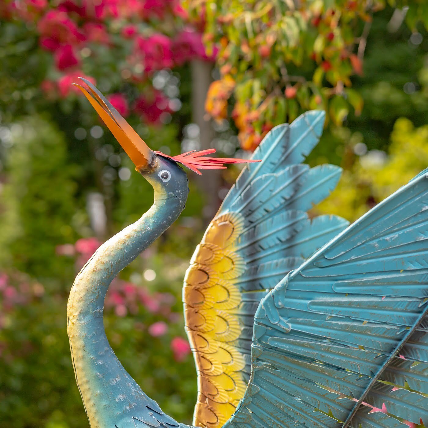 Set of 2 Large/Small Iron Dancing Cranes