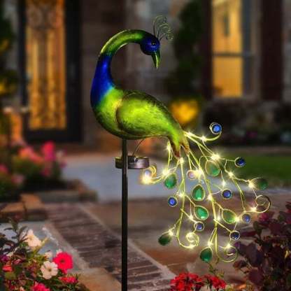 Waterproof Peacock Solar Stake Lights for Outdoor Decorations(One piece set)