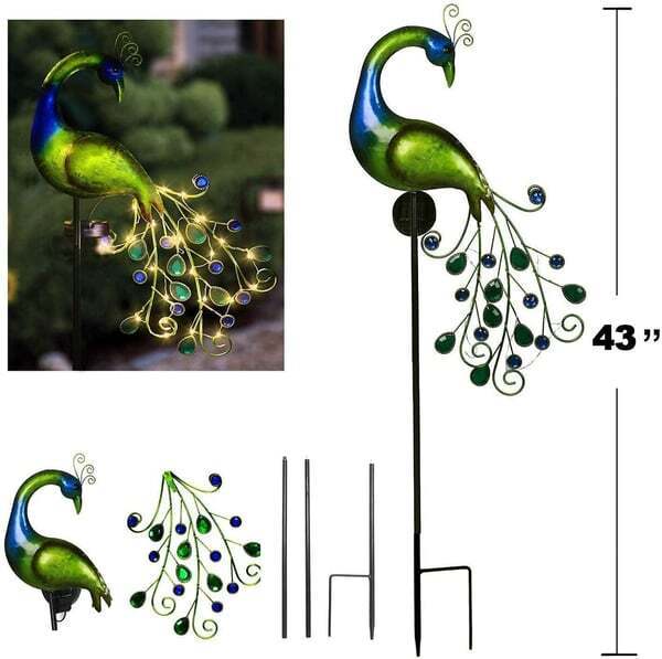 Waterproof Peacock Solar Stake Lights for Outdoor Decorations(One piece set)