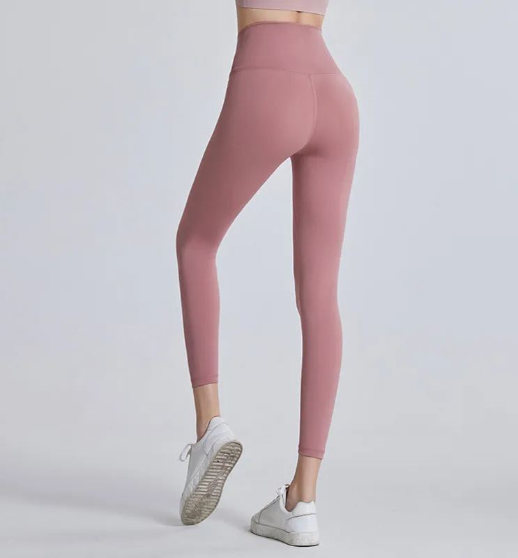 NUCBN high waist nude no embarrassing line yoga pants women's elastic tight hip lifting sports fitness leggings
