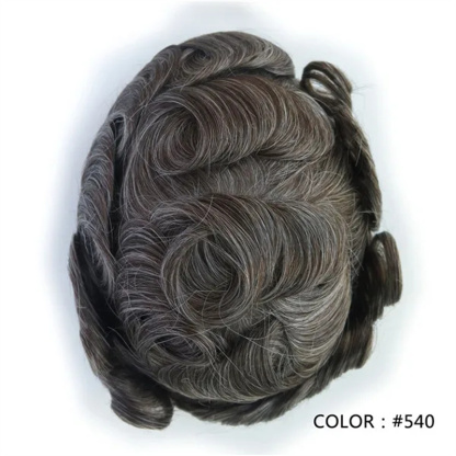 Swiss Lace Hairpieces Brethable Durable Lace Bleached Knots Super Soft Mens Wig