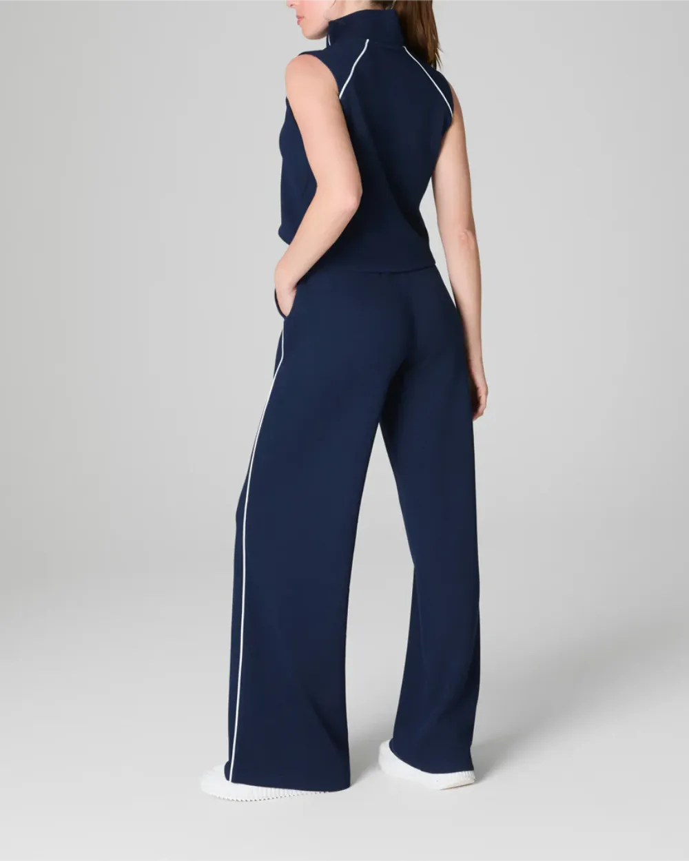 Modal Pique Sleeveless Mockneck Jumpsuit (Buy 2 Free Shipping)
