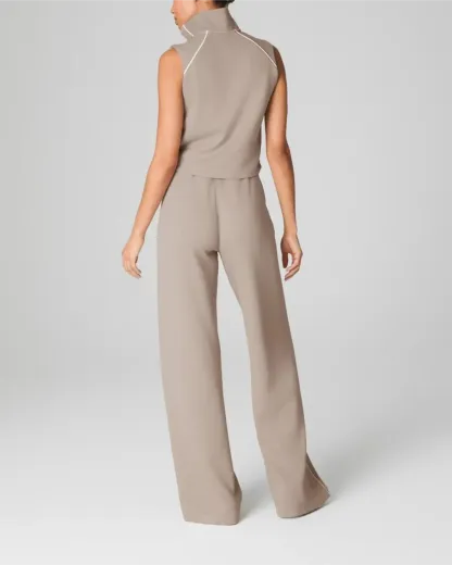 Modal Pique Sleeveless Mockneck Jumpsuit (Buy 2 Free Shipping)