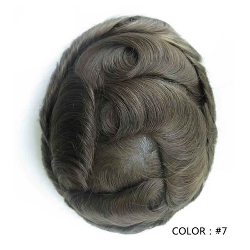 Swiss Lace Hairpieces Brethable Durable Lace Bleached Knots Super Soft Mens Wig