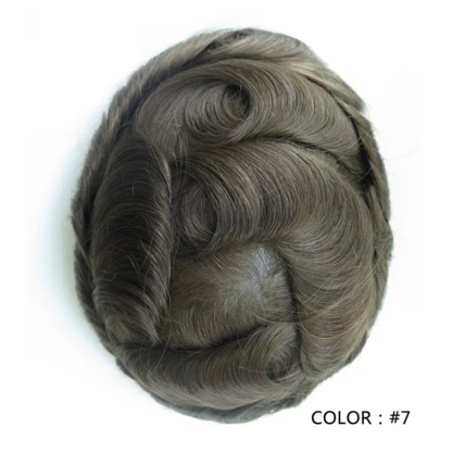 Swiss Lace Hairpieces Brethable Durable Lace Bleached Knots Super Soft Mens Wig
