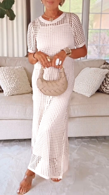 Women's Round Neck Hollow Air Quality Two-piece Dress