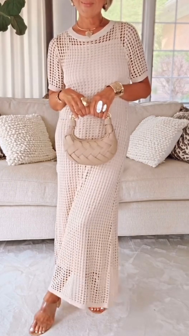 Women's Round Neck Hollow Air Quality Two-piece Dress