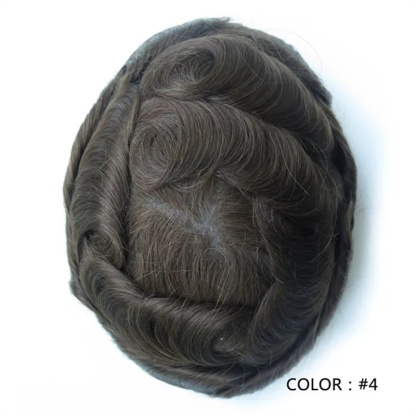 Swiss Lace Hairpieces Brethable Durable Lace Bleached Knots Super Soft Mens Wig
