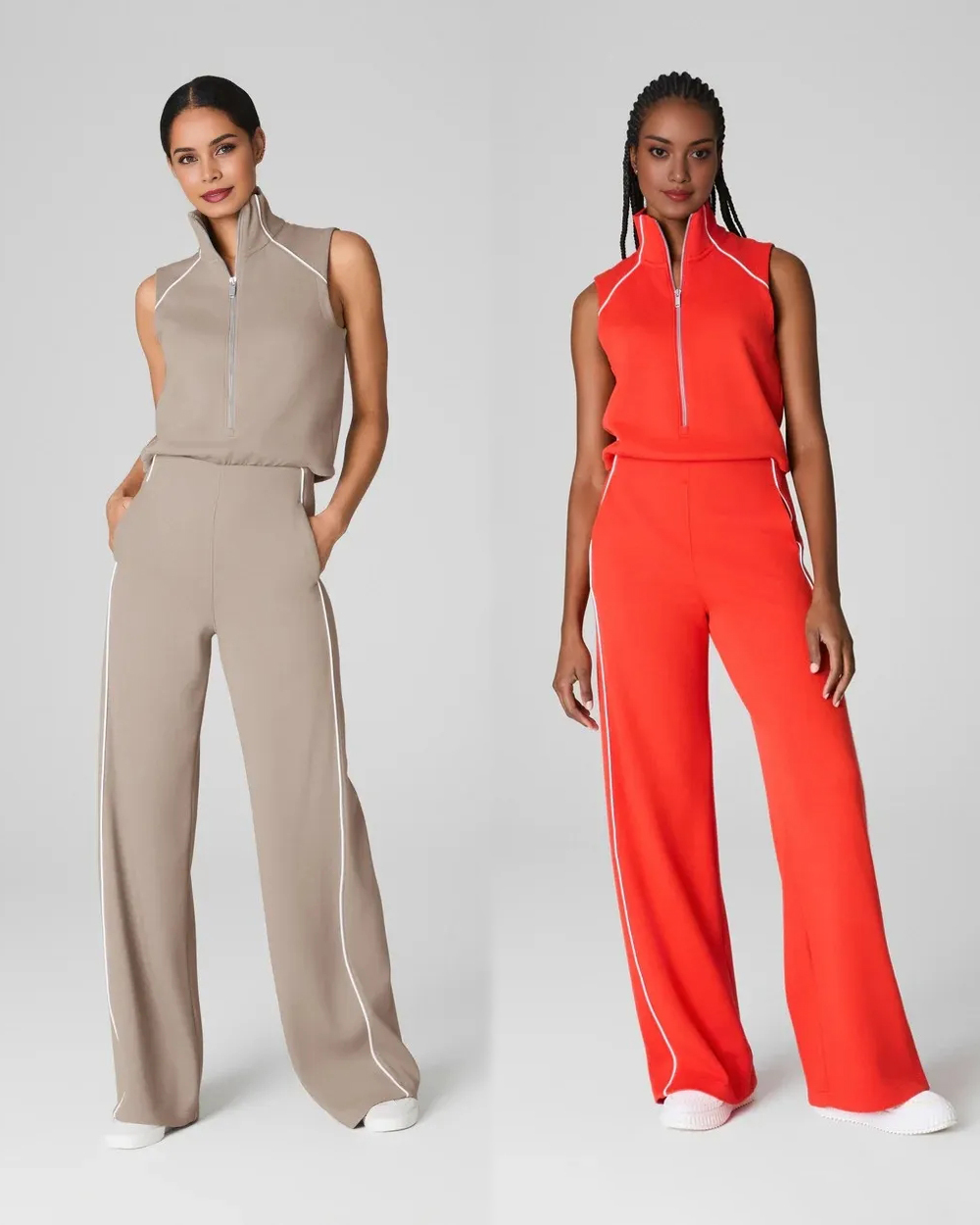 Modal Pique Sleeveless Mockneck Jumpsuit (Buy 2 Free Shipping)