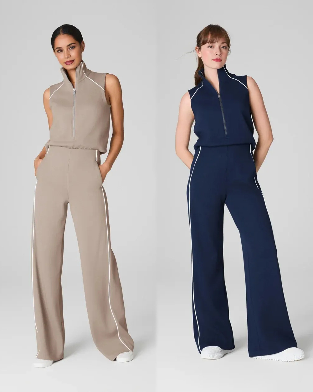 Modal Pique Sleeveless Mockneck Jumpsuit (Buy 2 Free Shipping)