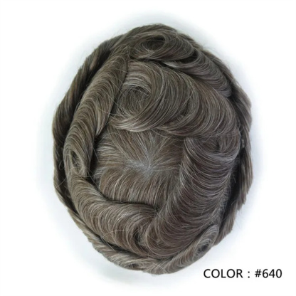Swiss Lace Hairpieces Brethable Durable Lace Bleached Knots Super Soft Mens Wig