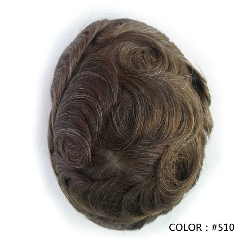 Swiss Lace Hairpieces Brethable Durable Lace Bleached Knots Super Soft Mens Wig