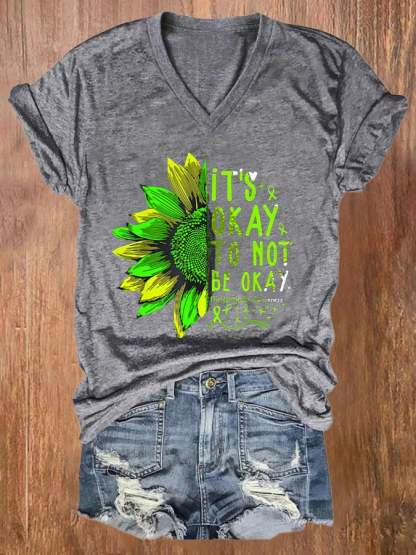 Women's It's Okay To Not Be Okay Print Casual T-Shirt