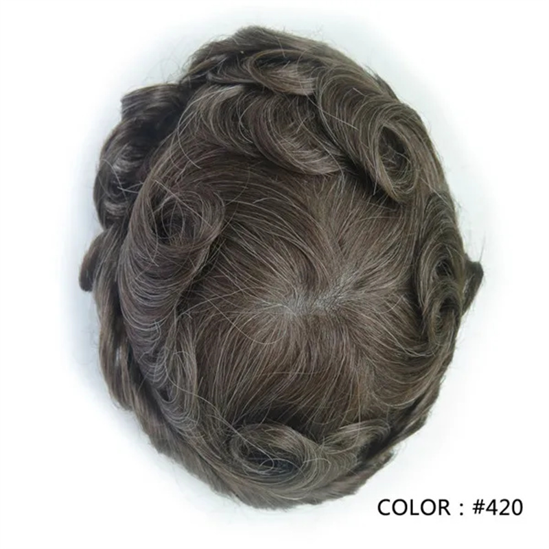 Swiss Lace Hairpieces Brethable Durable Lace Bleached Knots Super Soft Mens Wig