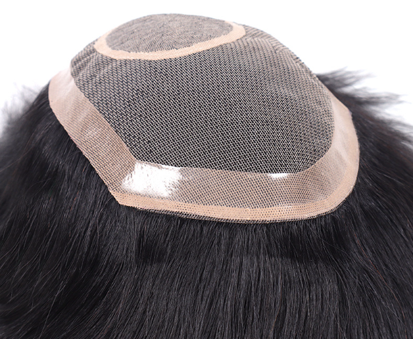 Natural Original Human Hair Patch Breathable and Comfortable with NPU Edge Fully Hand-Tied, for Men and Women