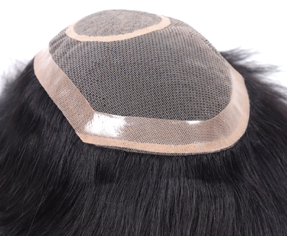 Natural Original Human Hair Patch Breathable and Comfortable with NPU Edge Fully Hand-Tied, for Men and Women