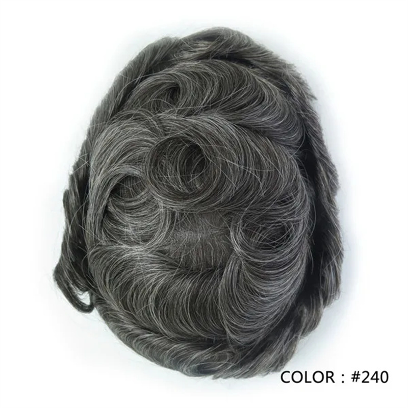 Swiss Lace Hairpieces Brethable Durable Lace Bleached Knots Super Soft Mens Wig