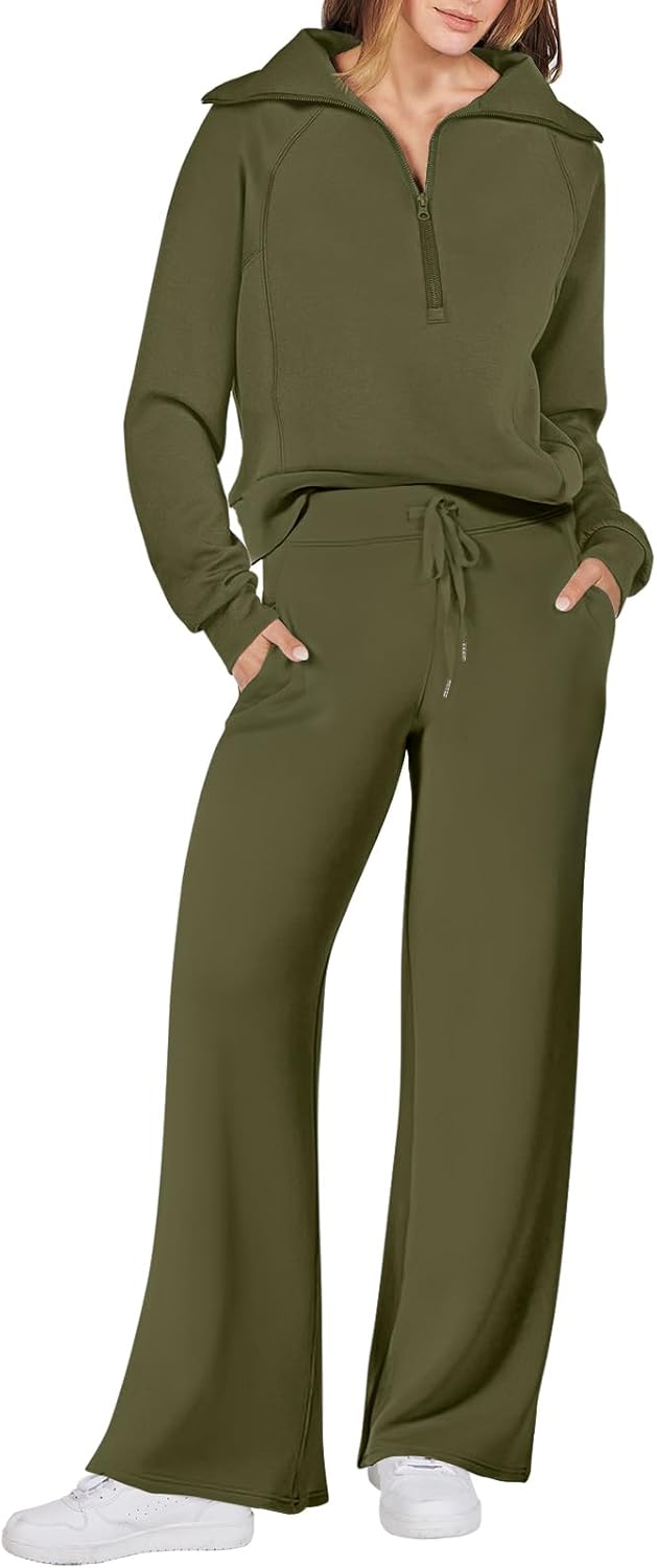 ANRABESS Women 2 Piece Outfits Sweatsuit Oversized Sweatshirt Sweatpants Tracksuit Sweat Lounge Matching Set 2024 Fall Trendy