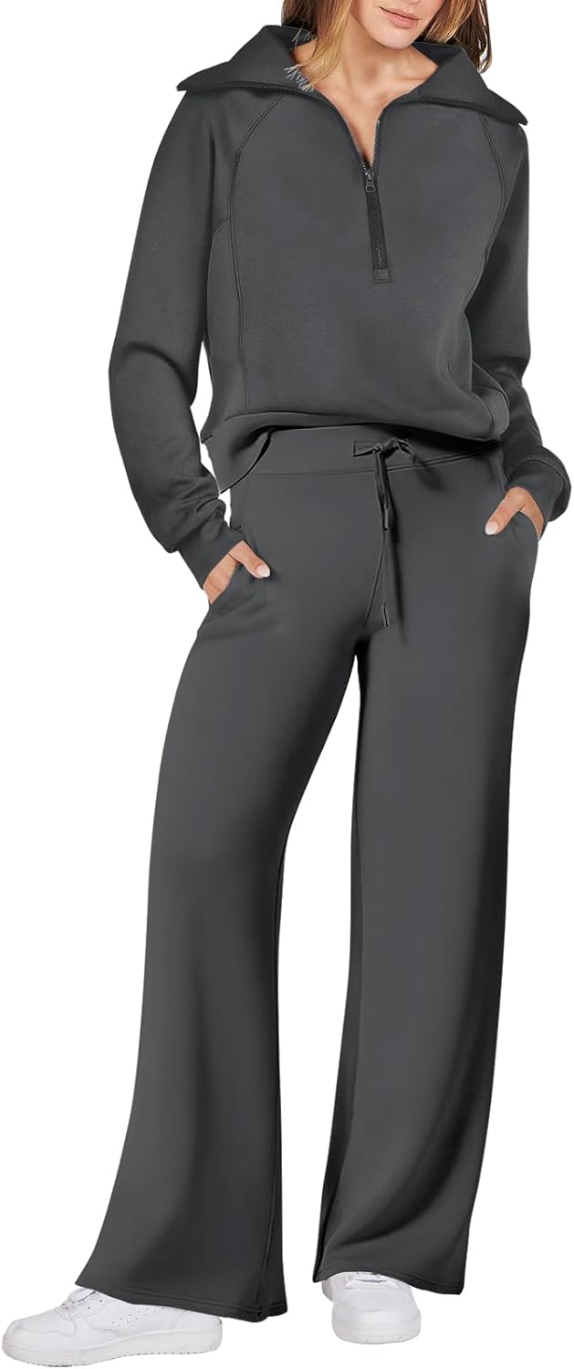 ANRABESS Women 2 Piece Outfits Sweatsuit Oversized Sweatshirt Sweatpants Tracksuit Sweat Lounge Matching Set 2024 Fall Trendy