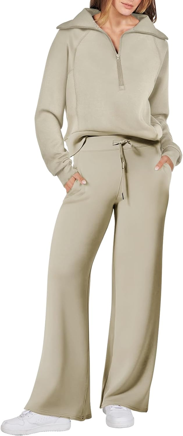ANRABESS Women 2 Piece Outfits Sweatsuit Oversized Sweatshirt Sweatpants Tracksuit Sweat Lounge Matching Set 2024 Fall Trendy
