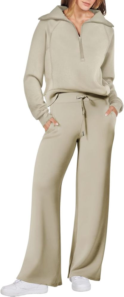 ANRABESS Women 2 Piece Outfits Sweatsuit Oversized Sweatshirt Sweatpants Tracksuit Sweat Lounge Matching Set 2024 Fall Trendy
