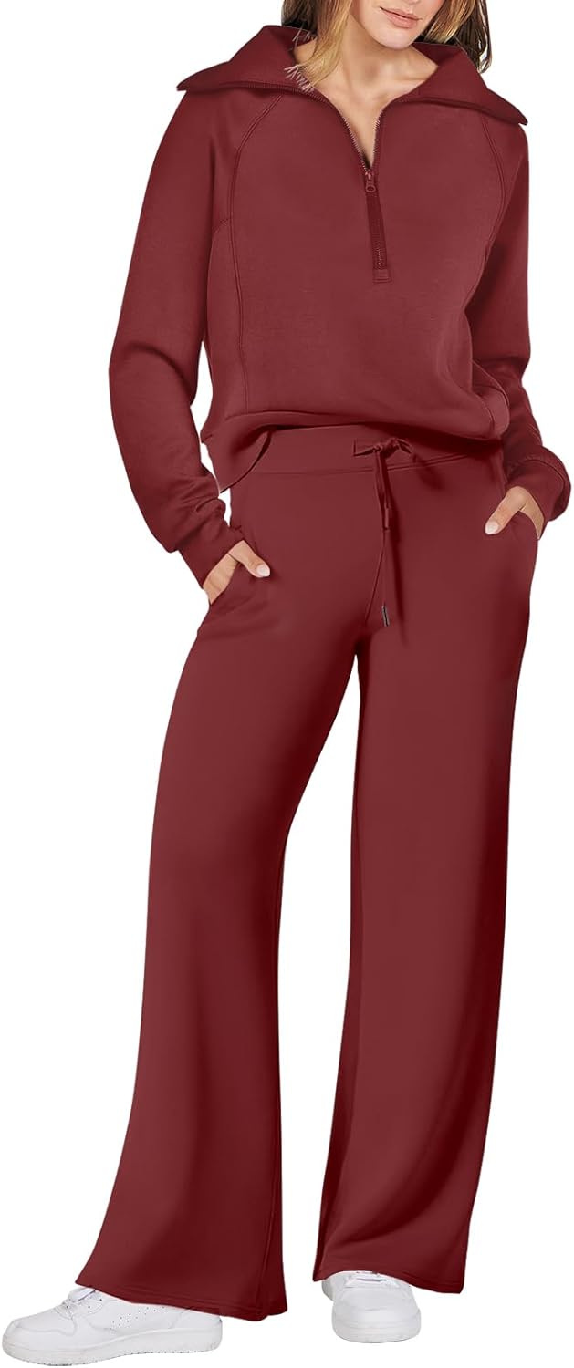 ANRABESS Women 2 Piece Outfits Sweatsuit Oversized Sweatshirt Sweatpants Tracksuit Sweat Lounge Matching Set 2024 Fall Trendy