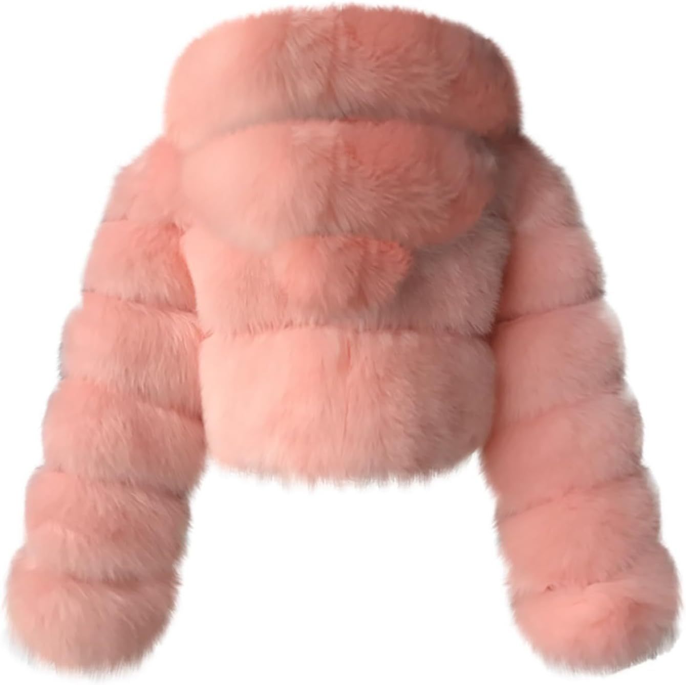 Women's Crop Fur Coat Plain Faux Fur Quilted Jacket Thick Warm Winter Jacket Teenager Girls Fur Jacket Zip Up Jacket Coat Faux Fur Jacket Long Sleeve Winter Coat Cuddly Jacket Winter Fur Coat