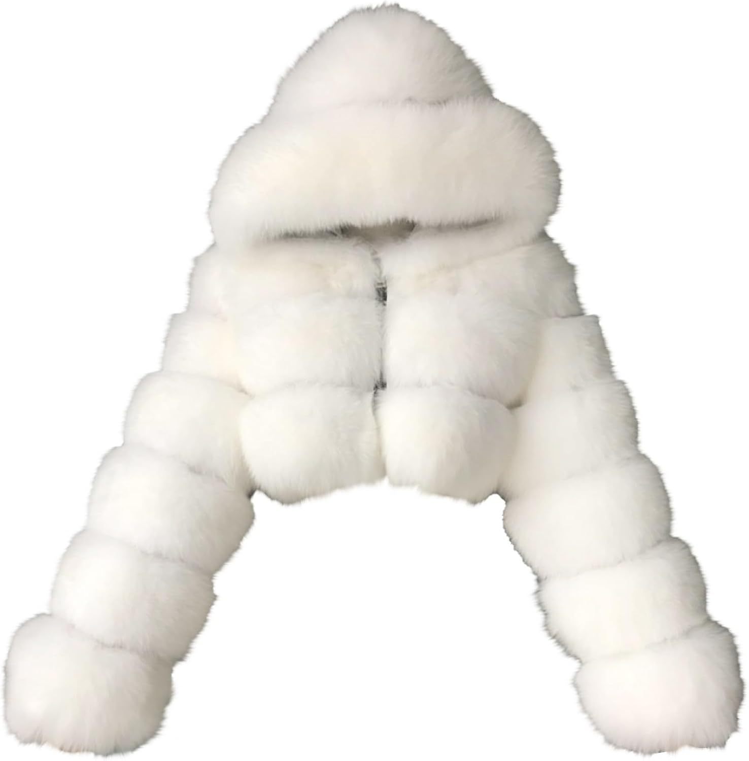 Women's Crop Fur Coat Plain Faux Fur Quilted Jacket Thick Warm Winter Jacket Teenager Girls Fur Jacket Zip Up Jacket Coat Faux Fur Jacket Long Sleeve Winter Coat Cuddly Jacket Winter Fur Coat
