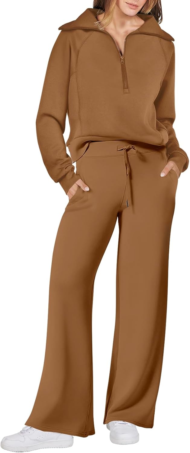 ANRABESS Women 2 Piece Outfits Sweatsuit Oversized Sweatshirt Sweatpants Tracksuit Sweat Lounge Matching Set 2024 Fall Trendy