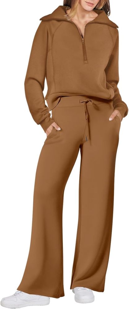 ANRABESS Women 2 Piece Outfits Sweatsuit Oversized Sweatshirt Sweatpants Tracksuit Sweat Lounge Matching Set 2024 Fall Trendy