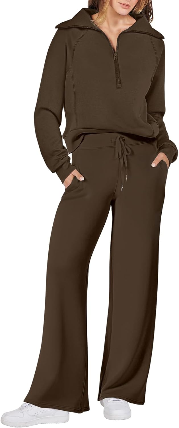 ANRABESS Women 2 Piece Outfits Sweatsuit Oversized Sweatshirt Sweatpants Tracksuit Sweat Lounge Matching Set 2024 Fall Trendy