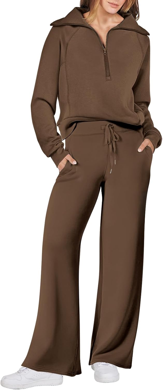 ANRABESS Women 2 Piece Outfits Sweatsuit Oversized Sweatshirt Sweatpants Tracksuit Sweat Lounge Matching Set 2024 Fall Trendy