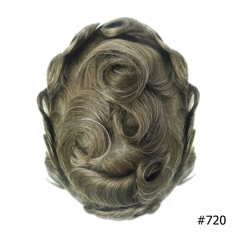 Swiss Lace Hairpieces Brethable Durable Lace Bleached Knots Super Soft Mens Wig