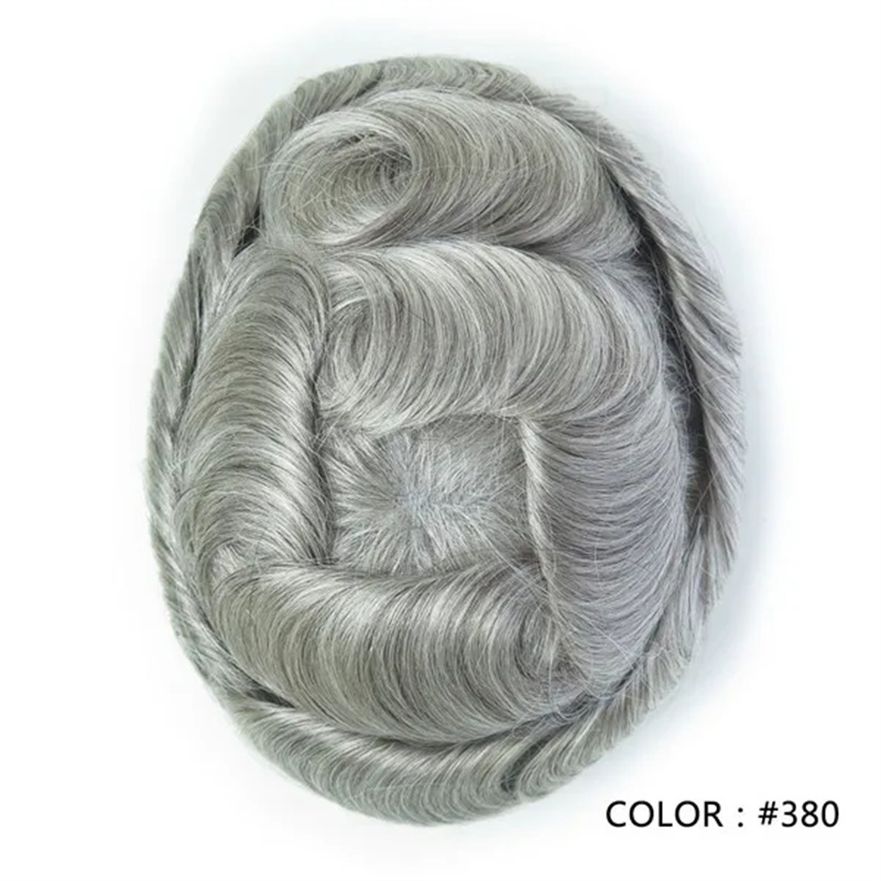 Swiss Lace Hairpieces Brethable Durable Lace Bleached Knots Super Soft Mens Wig