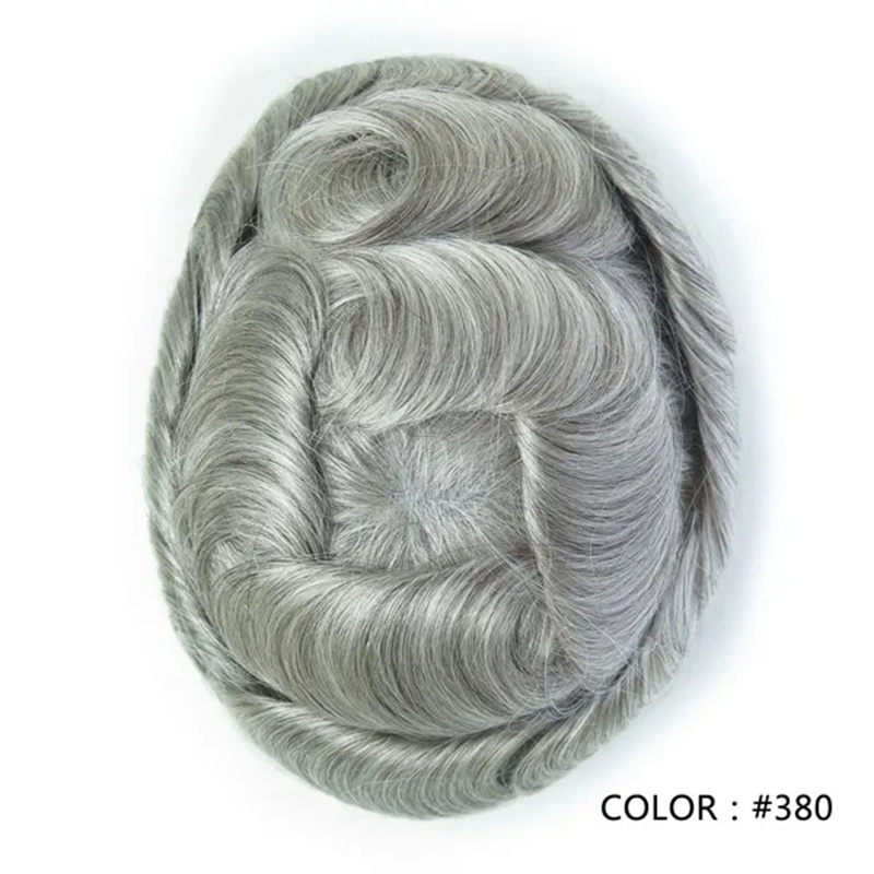 Swiss Lace Hairpieces Brethable Durable Lace Bleached Knots Super Soft Mens Wig