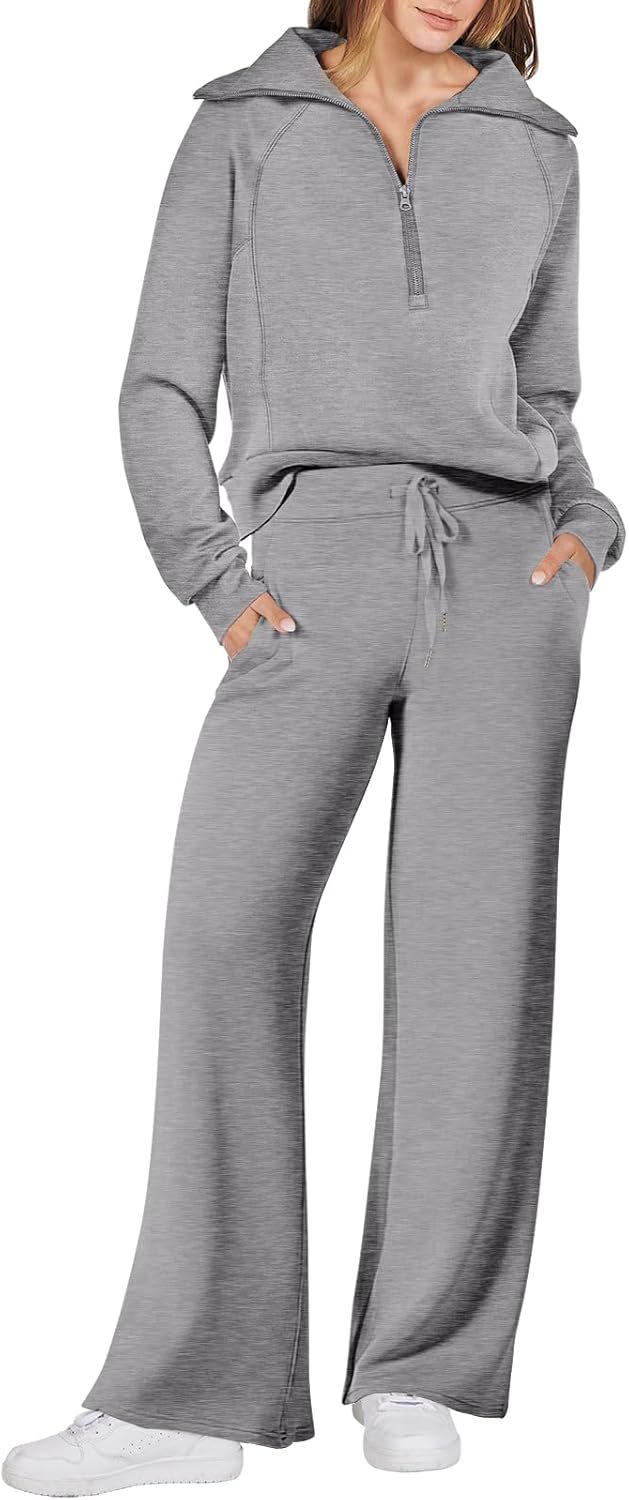 ANRABESS Women 2 Piece Outfits Sweatsuit Oversized Sweatshirt Sweatpants Tracksuit Sweat Lounge Matching Set 2024 Fall Trendy