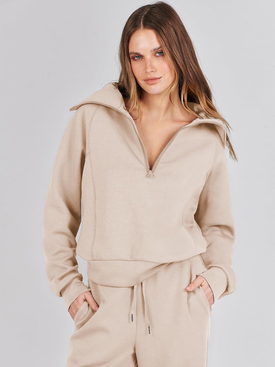ANRABESS Women 2 Piece Outfits Sweatsuit Oversized Sweatshirt Sweatpants Tracksuit Sweat Lounge Matching Set 2024 Fall Trendy