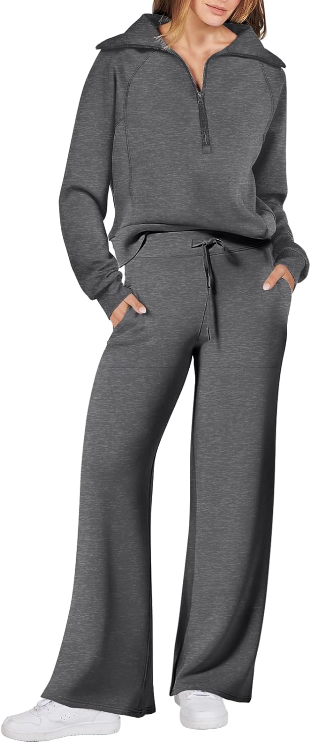 ANRABESS Women 2 Piece Outfits Sweatsuit Oversized Sweatshirt Sweatpants Tracksuit Sweat Lounge Matching Set 2024 Fall Trendy