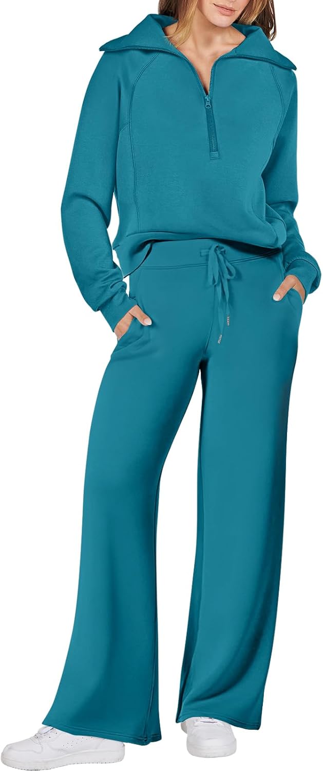 ANRABESS Women 2 Piece Outfits Sweatsuit Oversized Sweatshirt Sweatpants Tracksuit Sweat Lounge Matching Set 2024 Fall Trendy