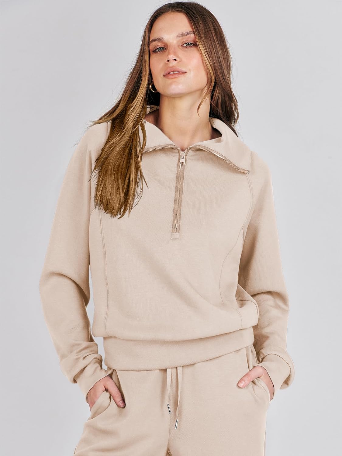 ANRABESS Women 2 Piece Outfits Sweatsuit Oversized Sweatshirt Sweatpants Tracksuit Sweat Lounge Matching Set 2024 Fall Trendy