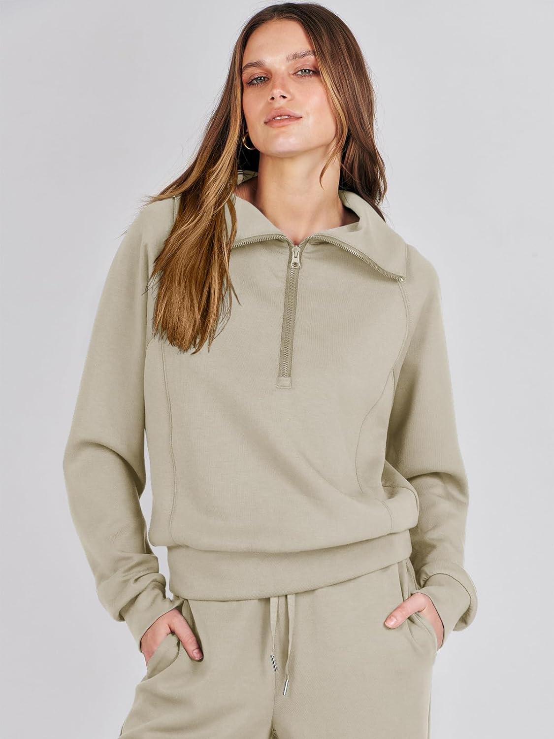 ANRABESS Women 2 Piece Outfits Sweatsuit Oversized Sweatshirt Sweatpants Tracksuit Sweat Lounge Matching Set 2024 Fall Trendy