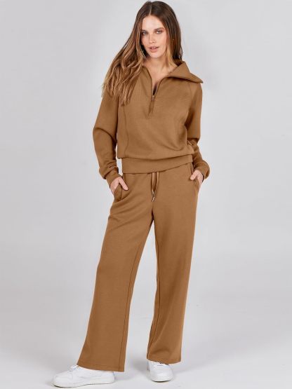 ANRABESS Women 2 Piece Outfits Sweatsuit Oversized Sweatshirt Sweatpants Tracksuit Sweat Lounge Matching Set 2024 Fall Trendy