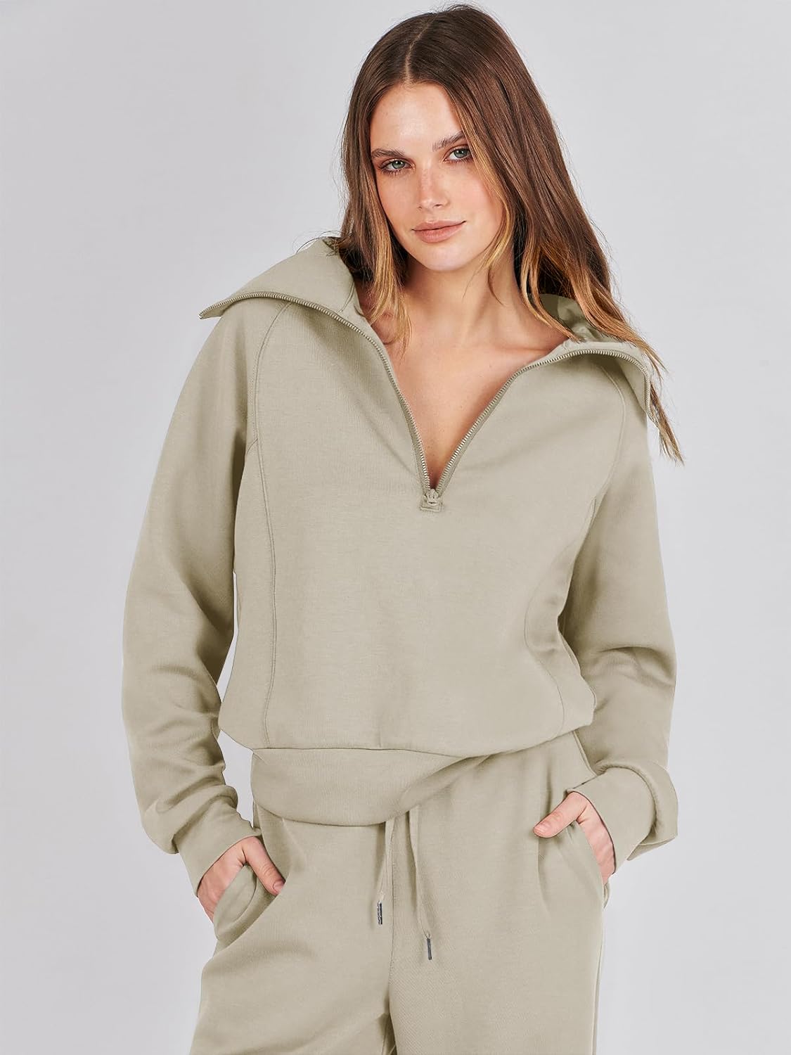 ANRABESS Women 2 Piece Outfits Sweatsuit Oversized Sweatshirt Sweatpants Tracksuit Sweat Lounge Matching Set 2024 Fall Trendy
