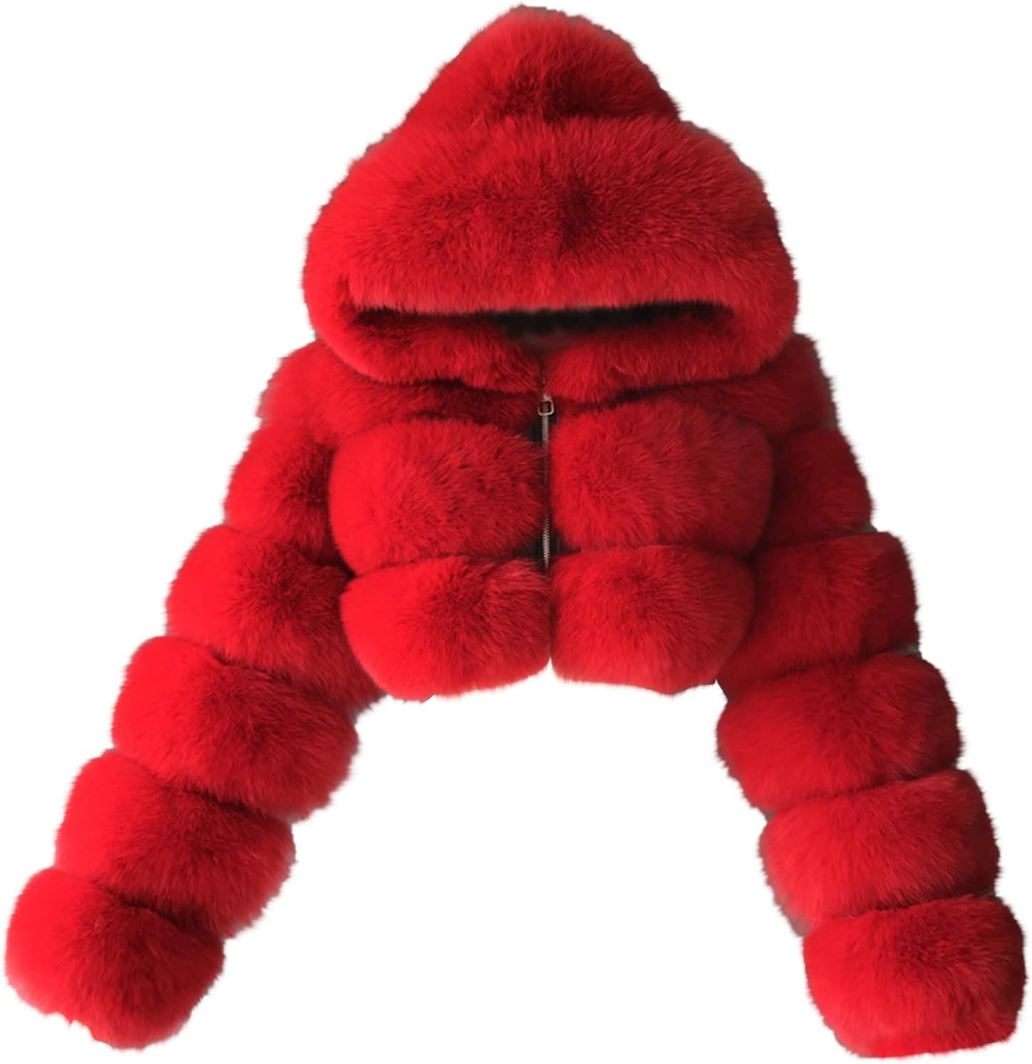Women's Crop Fur Coat Plain Faux Fur Quilted Jacket Thick Warm Winter Jacket Teenager Girls Fur Jacket Zip Up Jacket Coat Faux Fur Jacket Long Sleeve Winter Coat Cuddly Jacket Winter Fur Coat