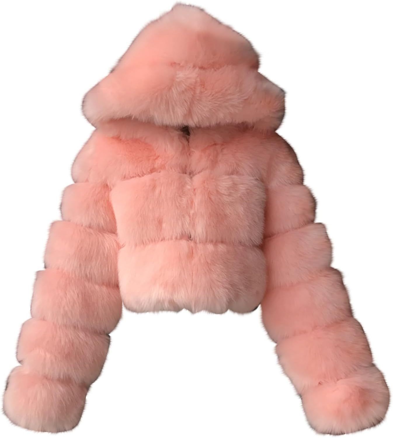 Women's Crop Fur Coat Plain Faux Fur Quilted Jacket Thick Warm Winter Jacket Teenager Girls Fur Jacket Zip Up Jacket Coat Faux Fur Jacket Long Sleeve Winter Coat Cuddly Jacket Winter Fur Coat