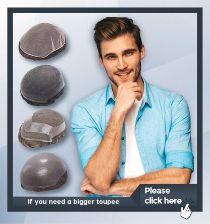 Natural Original Human Hair Patch Breathable and Comfortable with NPU Edge Fully Hand-Tied, for Men and Women