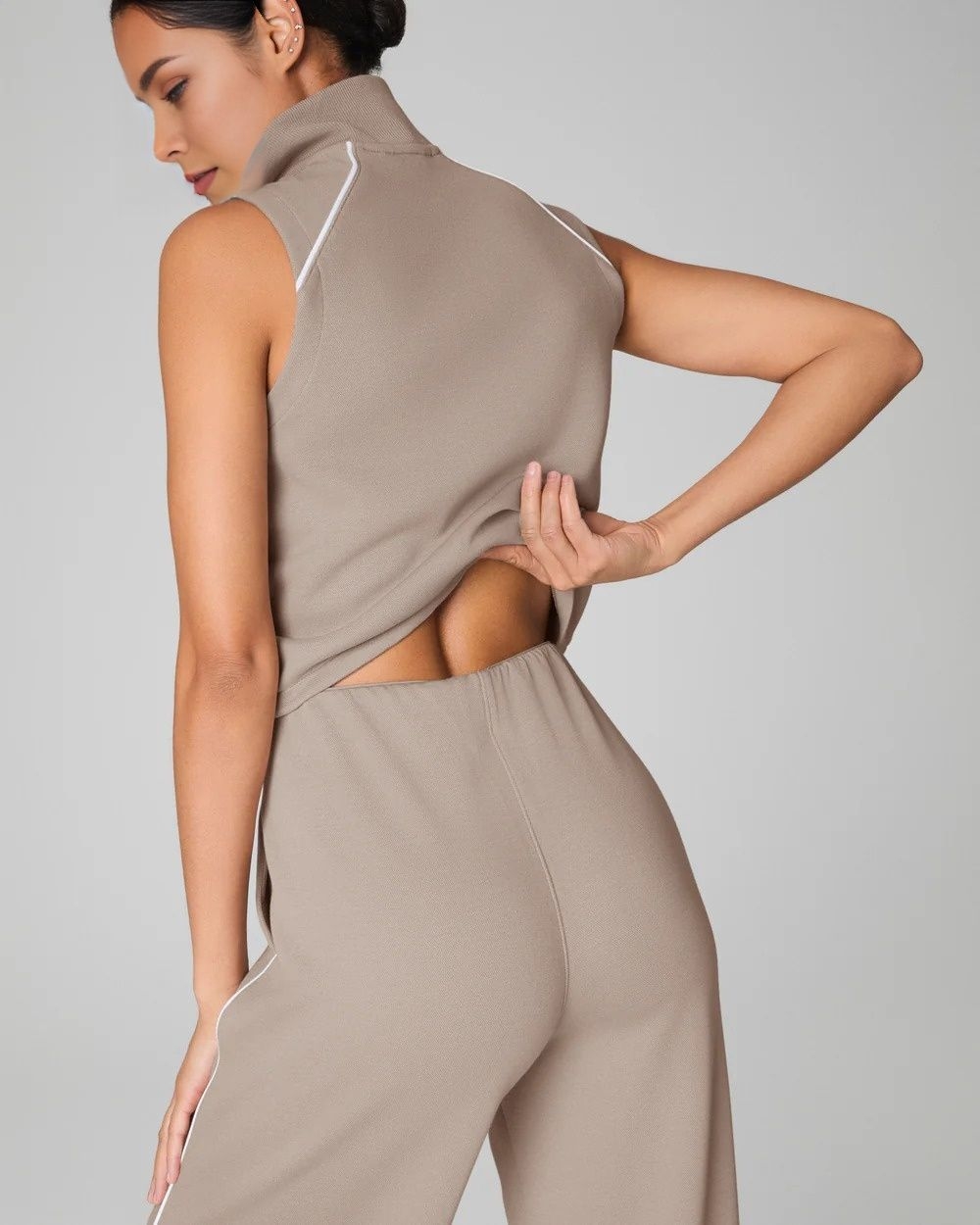Modal Pique Sleeveless Mockneck Jumpsuit (Buy 2 Free Shipping)